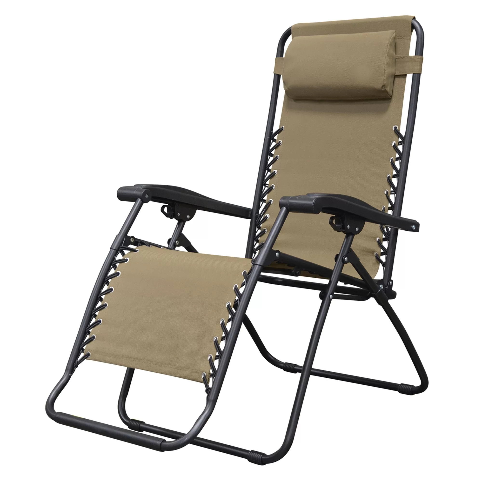 Caravan Sports Zero Gravity Outdoor Folding Camping Patio Lounge Chair Beige